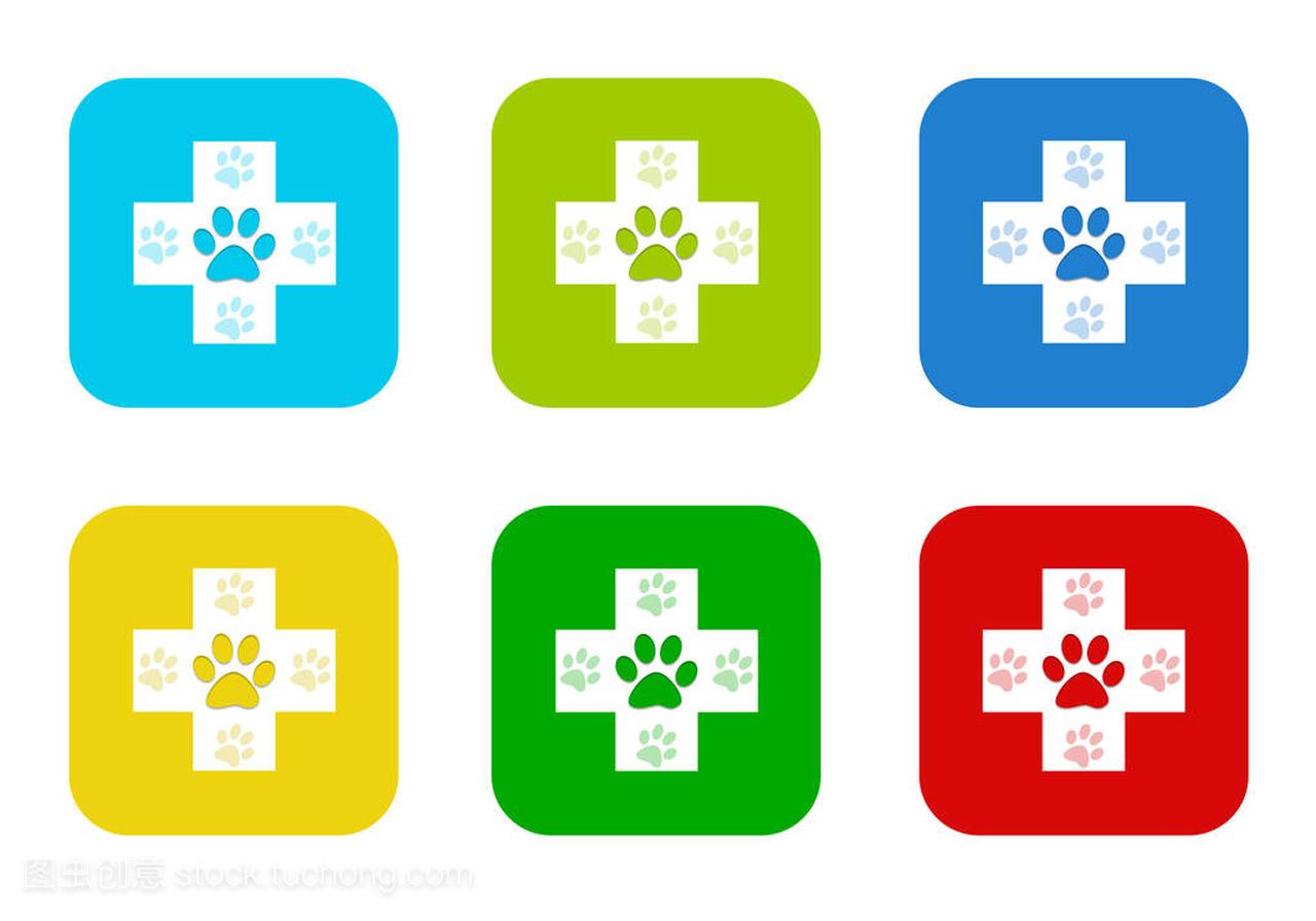 in blue, green, yellow, cyan and red colors